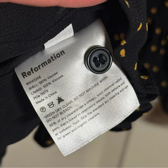 REFORMATION  Lady Monti Mini Black Dress Size 10 - Picture 13 of 16